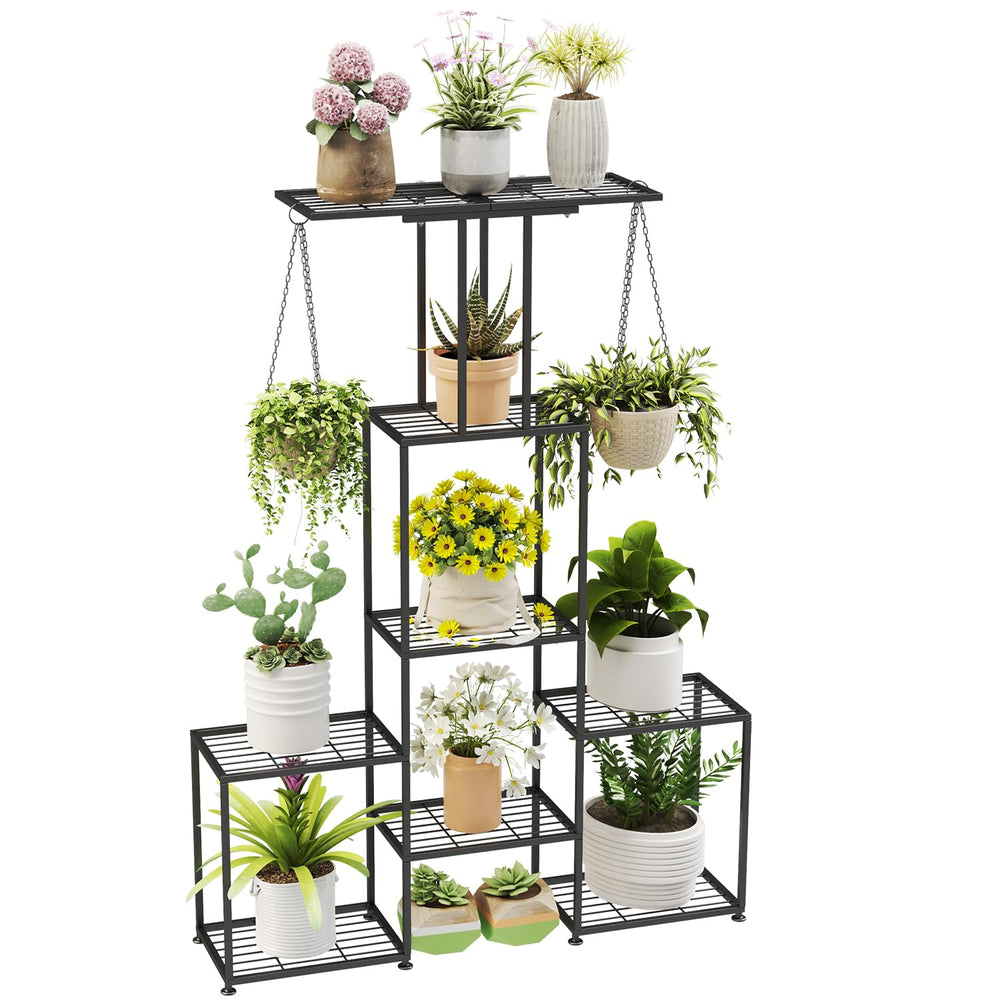 YUJCHMTZN front view of six-tier plant stand showing space-saving display benefit