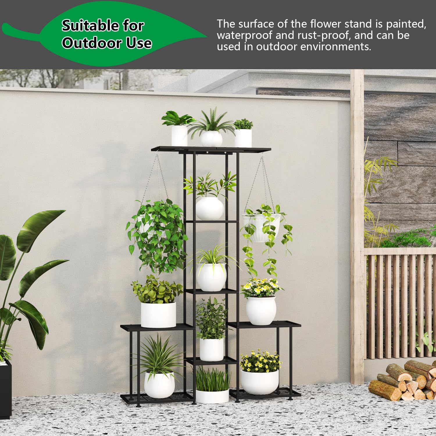 YUJCHMTZN hooks with hanging planters demonstrating added hanging display options