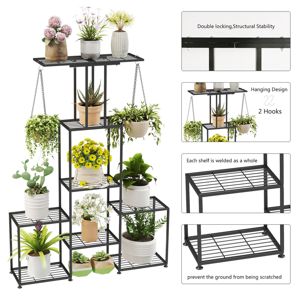 YUJCHMTZN lifestyle shot indoors showing organized multi-plant display
