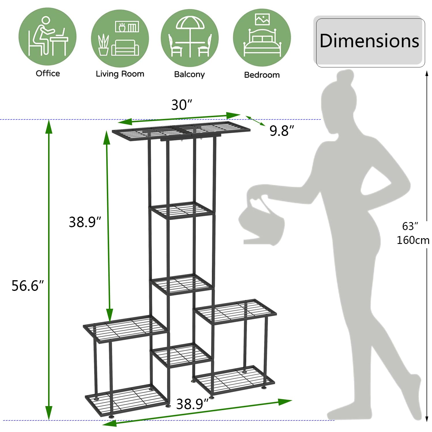 YUJCHMTZN scale comparison with 8-inch pot to show shelf capacity and fit