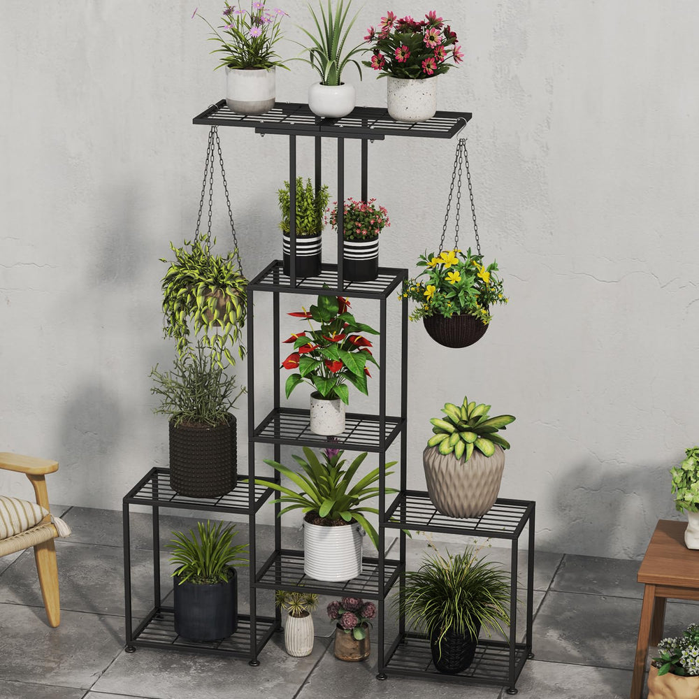 YUJCHMTZN shelf detail with potted plant showing sturdy support for pots