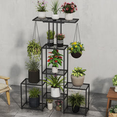 YUJCHMTZN shelf detail with potted plant showing sturdy support for pots
