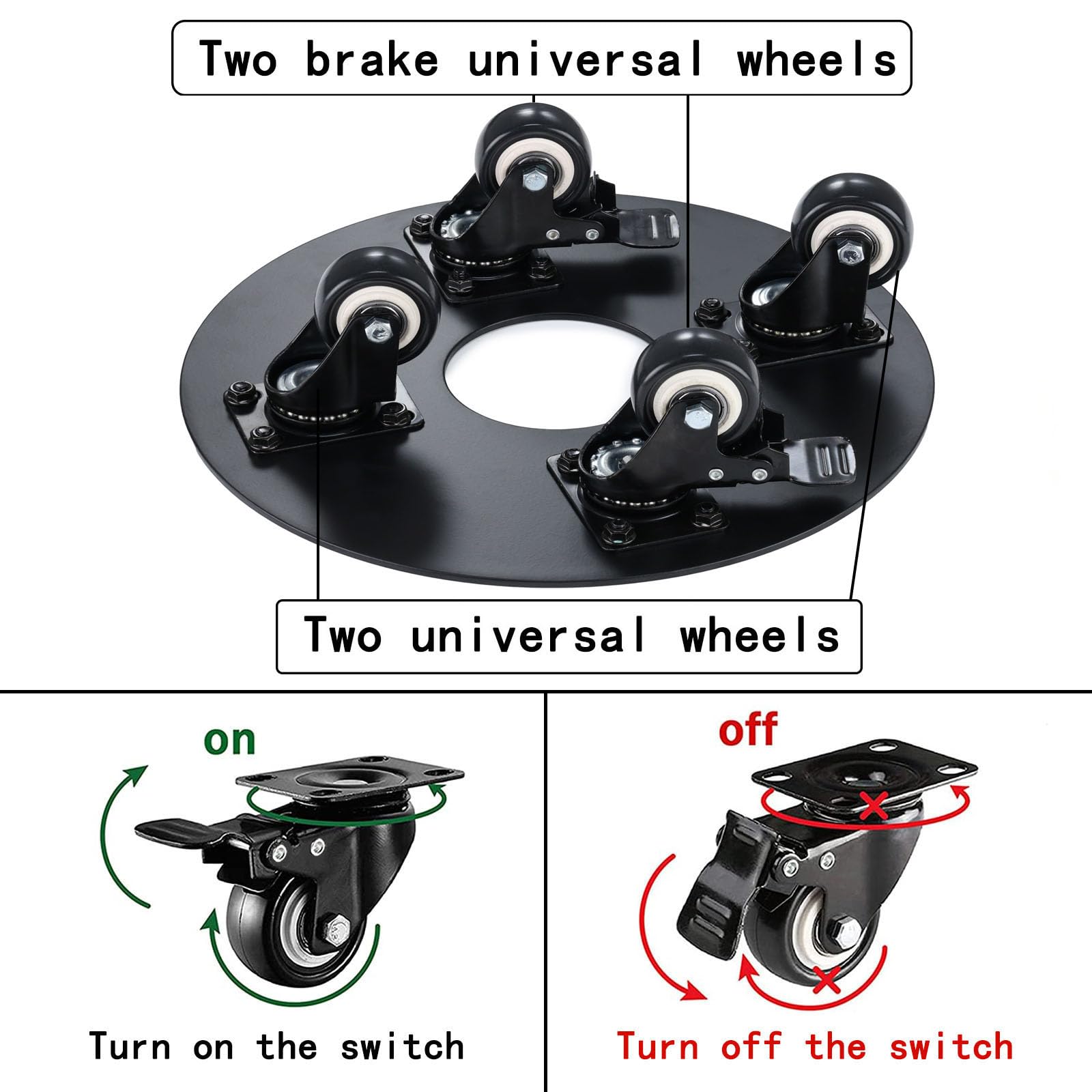 YUjieSTC close-up of double-bearing wheel and lock for stable movement