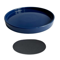 yukfona front view blue saucer showcasing durable ceramic and stylish look