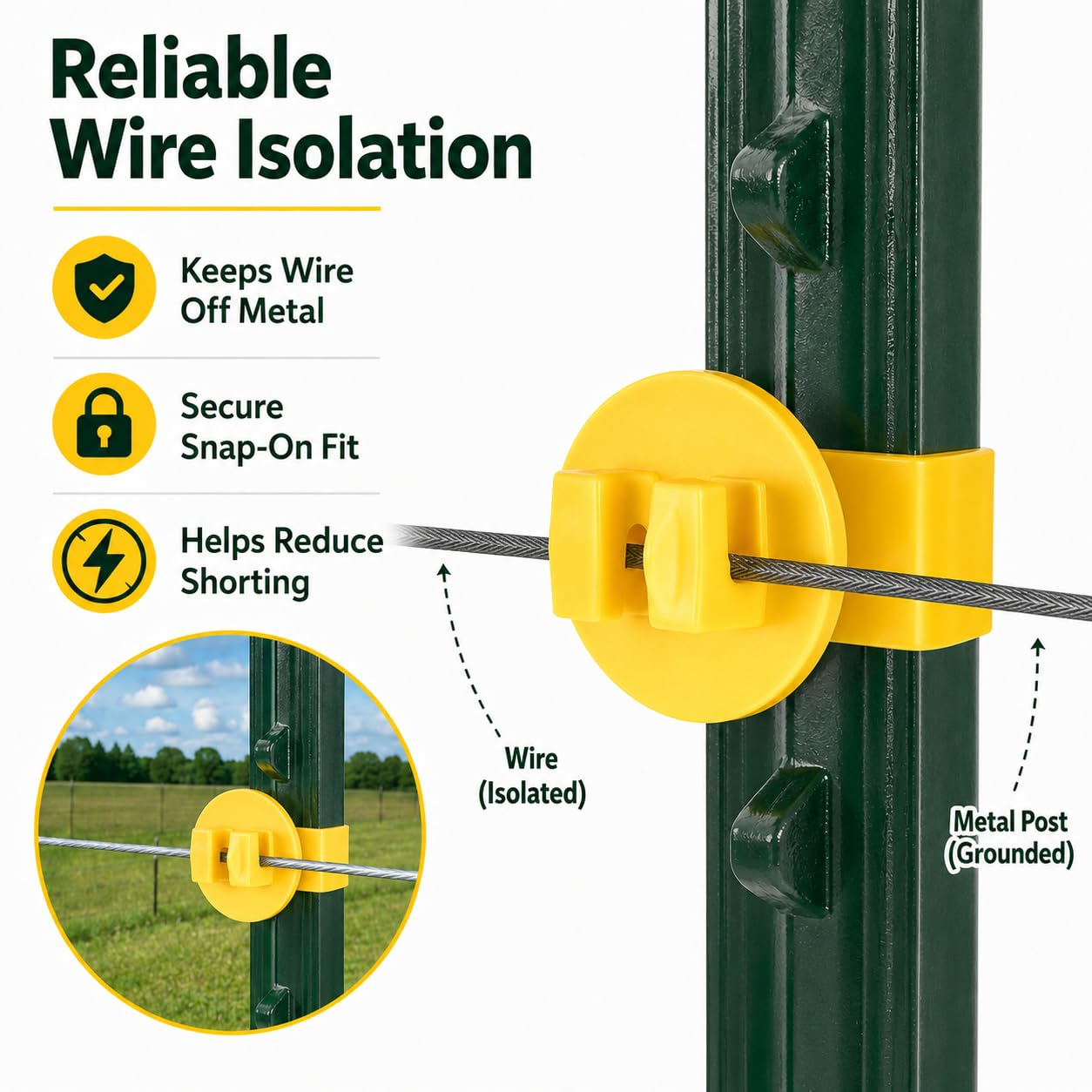 Yukibefo insulator holding electric wire with clear separation benefit