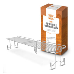 Yukon Glory front view mounted on griddle showing stable elevated shelf benefit