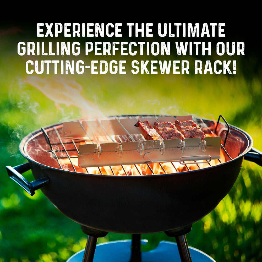 Yukon Glory rack beside tongs to show scale and portable grilling utility