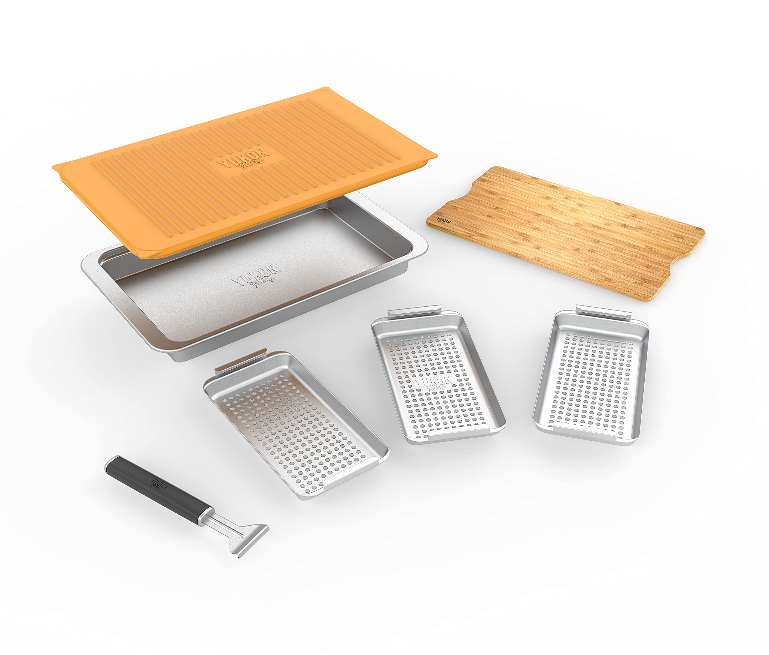 Yukon Glory tray beside ruler showing dimensions for grill fit