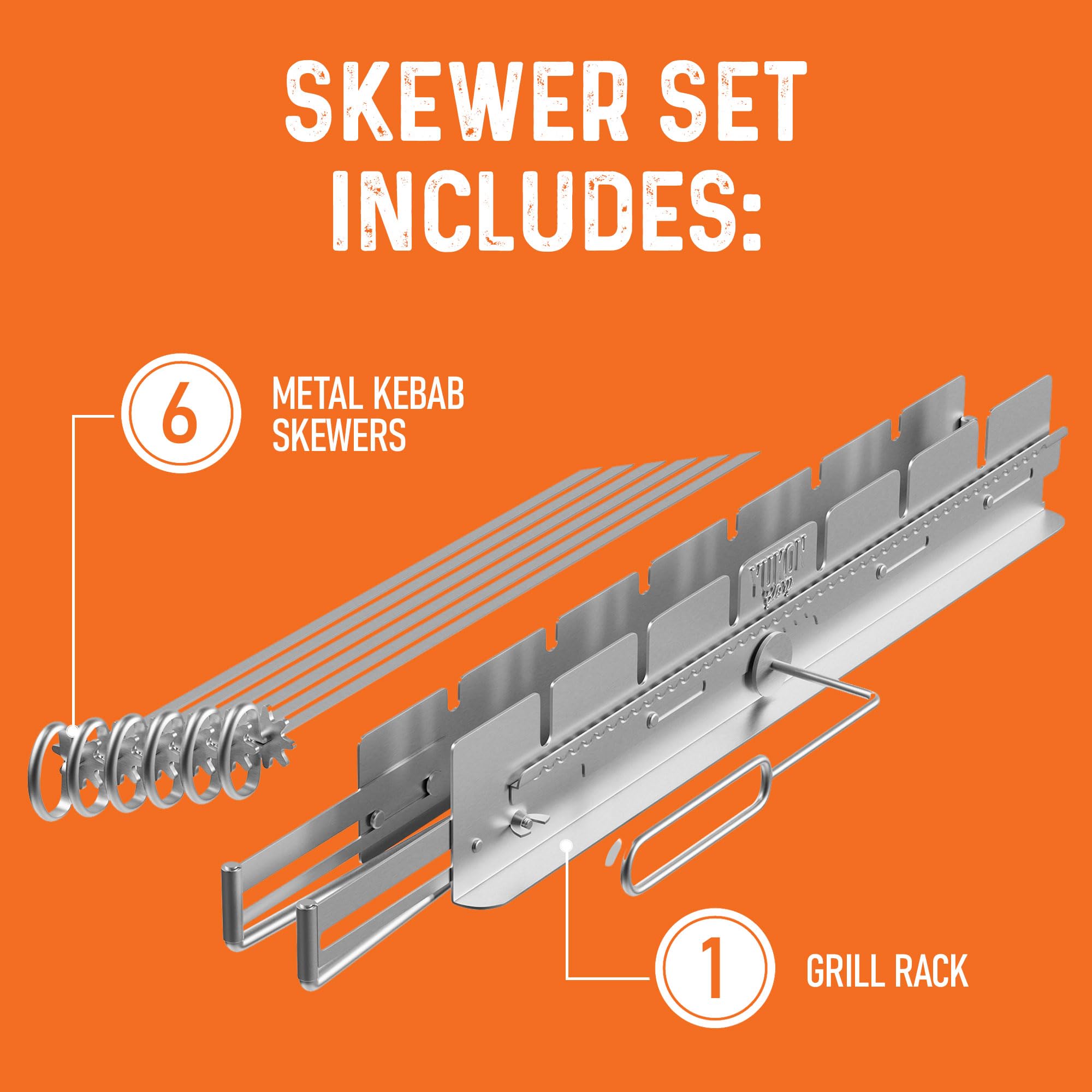 Yukon Glory skewers placed in dishwasher rack for fast, hands-free cleaning