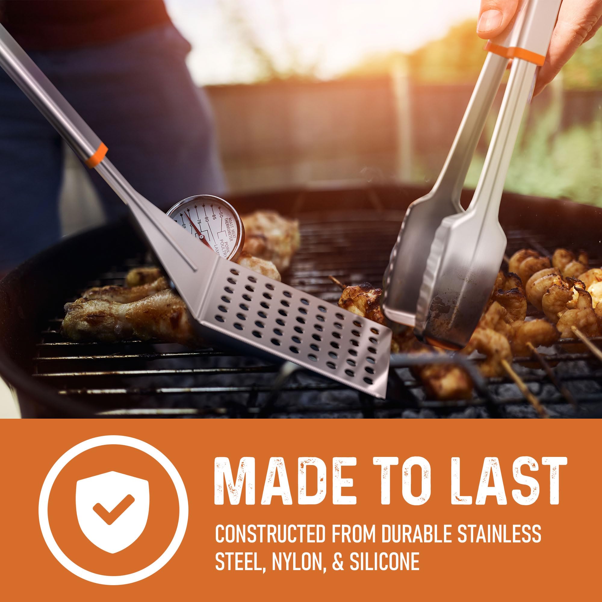 Yukon Glory tool close-up showing durable stainless texture and heat resistance