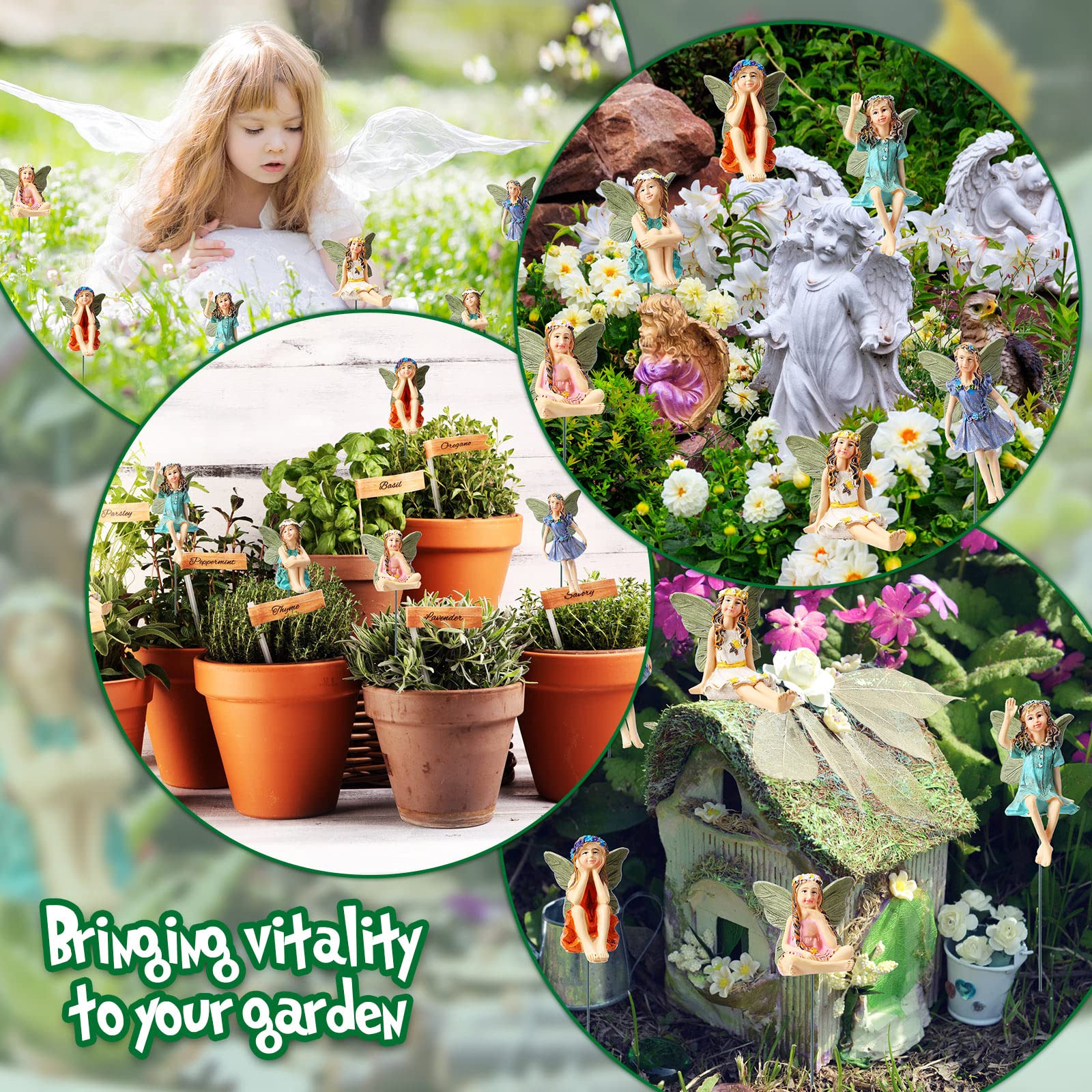 Yulejo fairies placed in a flower pot showing scale and decorative boost