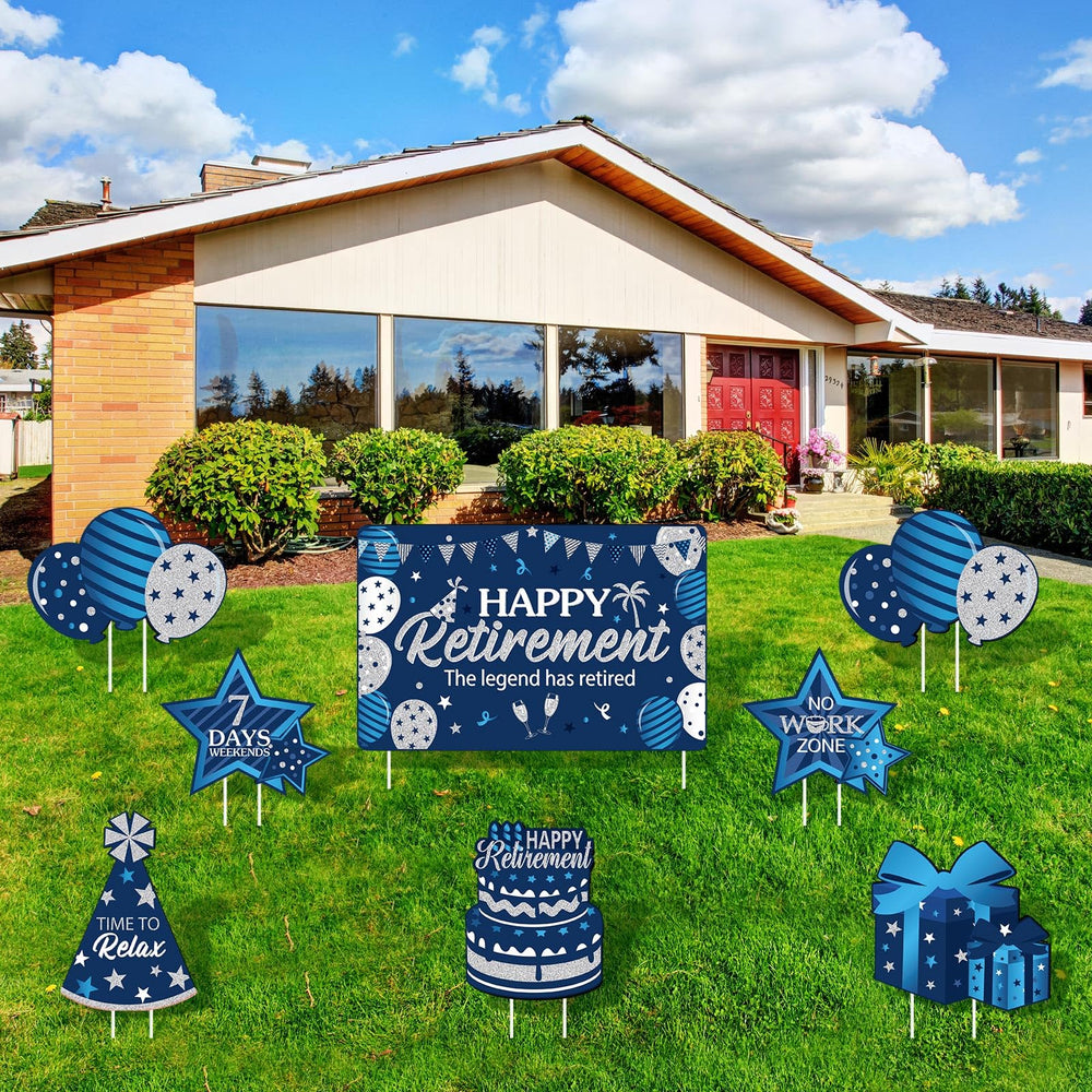 Yulejo porch scene with signs installed illustrating welcoming party atmosphere