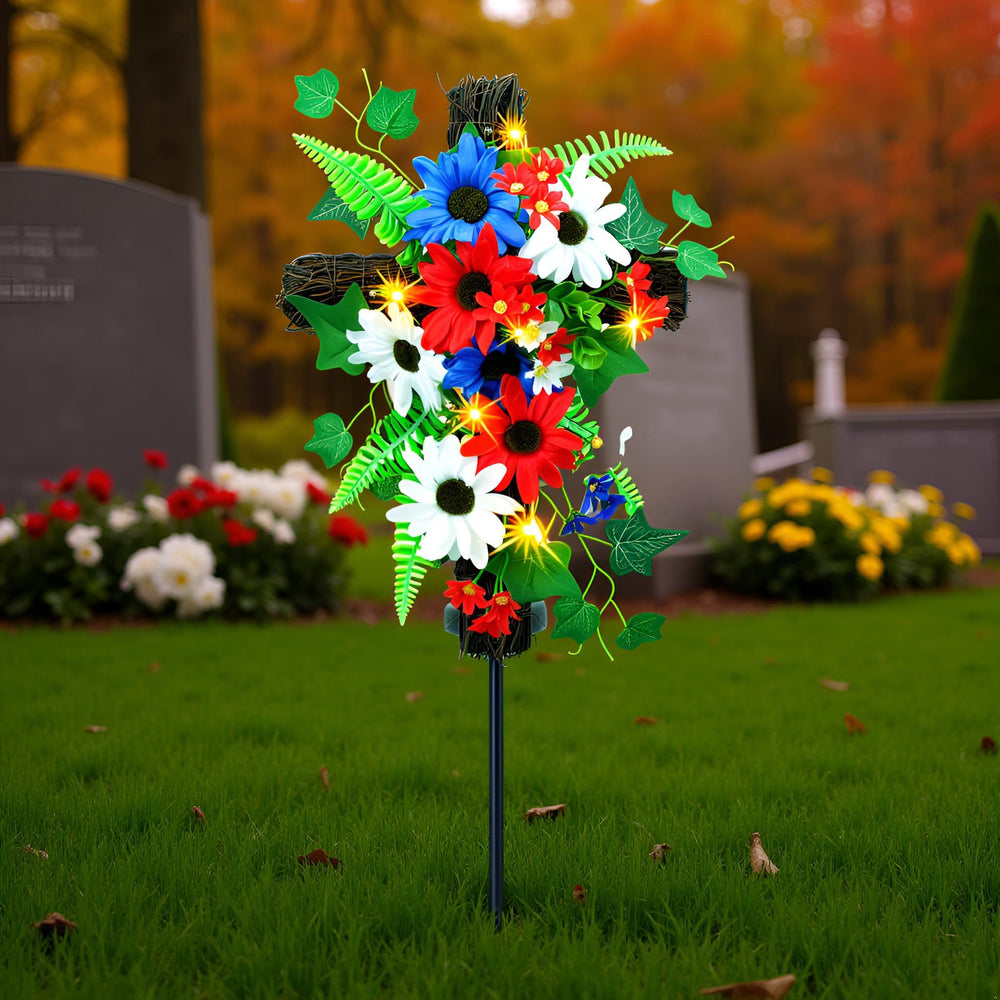 YULETIME lit at night with warm LEDs creating a peaceful illuminated effect