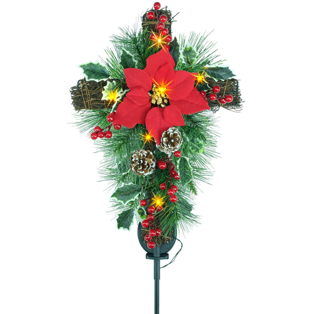 YULETIME front view showing red poinsettia and holiday accents, creating warm ambiance