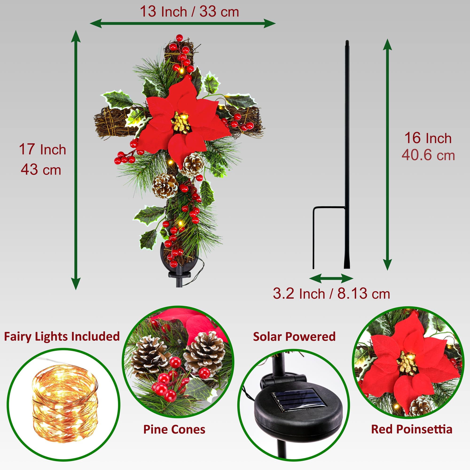 YULETIME stake pushed into lawn showing full 36-inch scale for placement