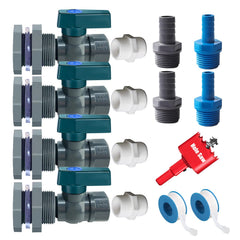 Yummiman kit front view showing all included spigot parts and hole saw for fast setup