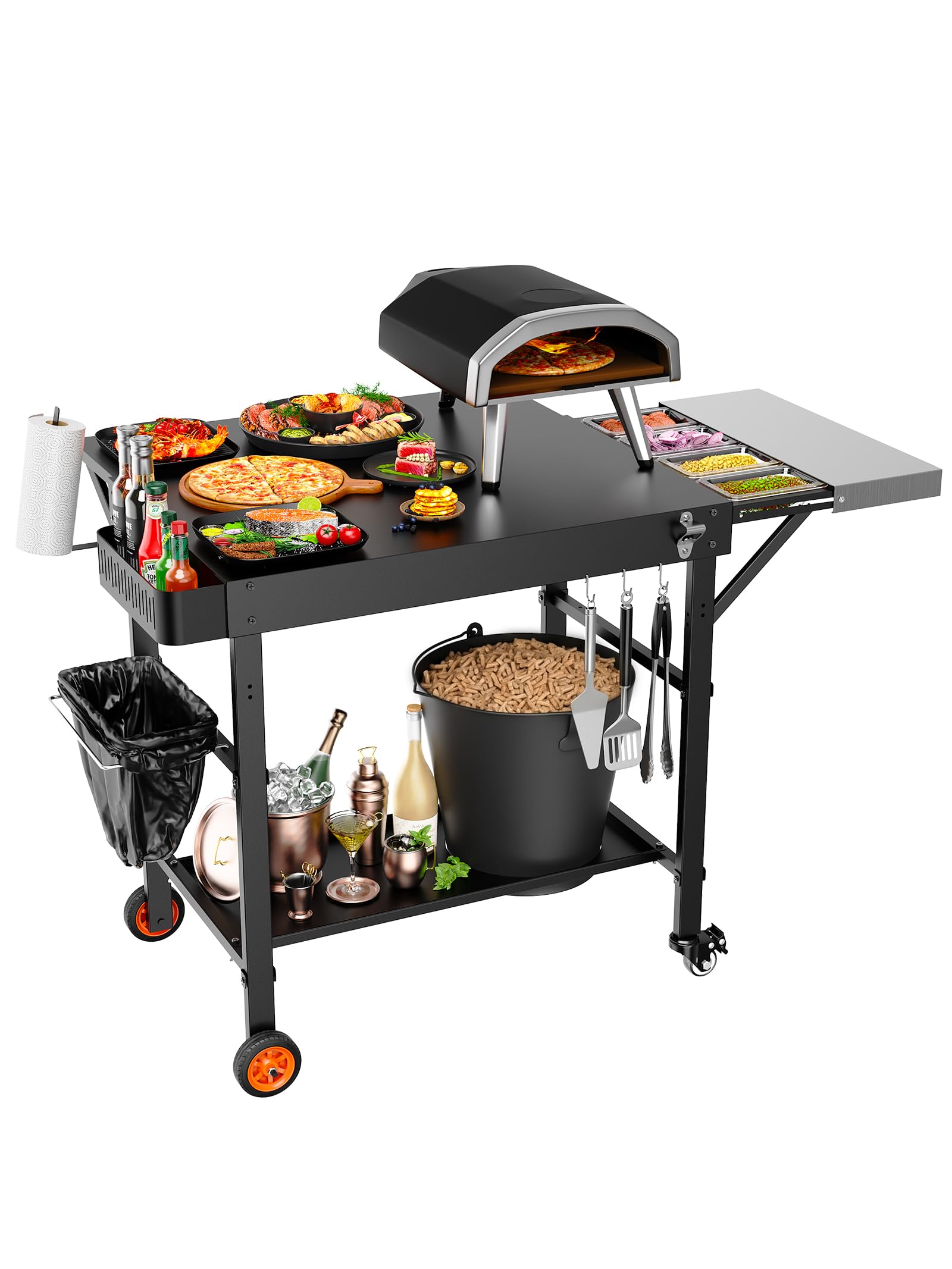 yundasan front overview cart showing stable oven placement and prep benefit