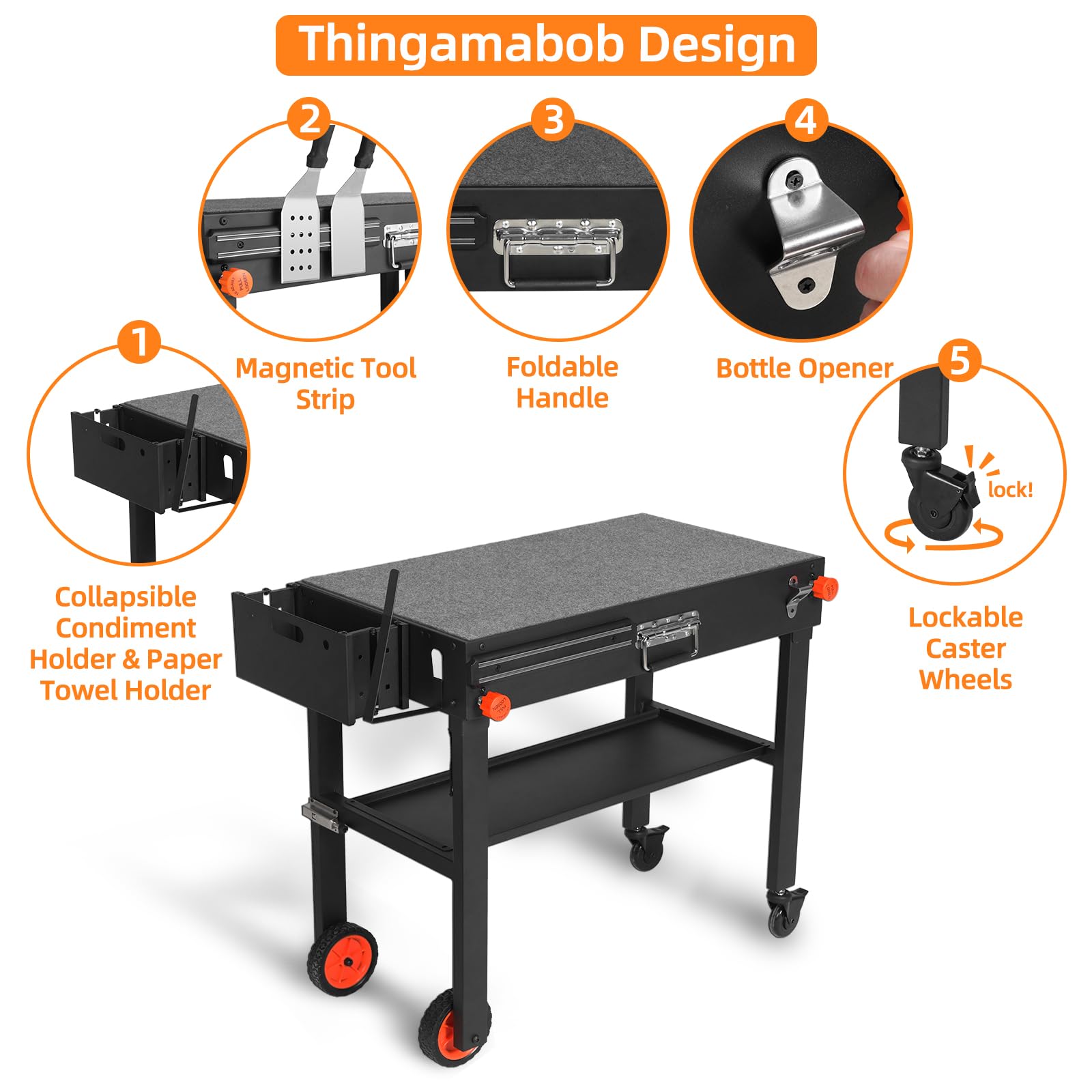 Yundasan griddle on tabletop illustrating secure fit for 17 and 22 inch griddles