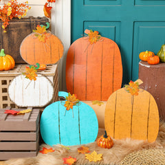 Yuntau close-up of wood grain and printed pumpkin surface for quality