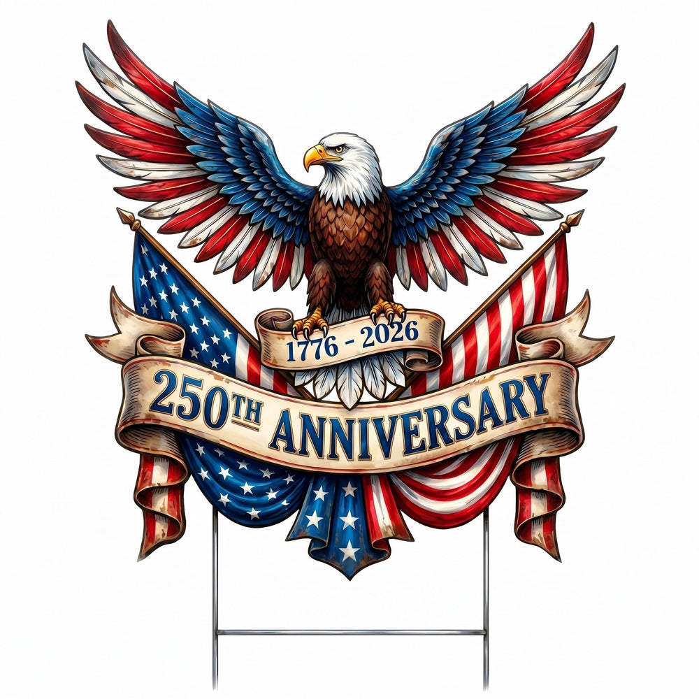 Yuntau frontal metal eagle yard sign showcasing patriotic design and clear visibility