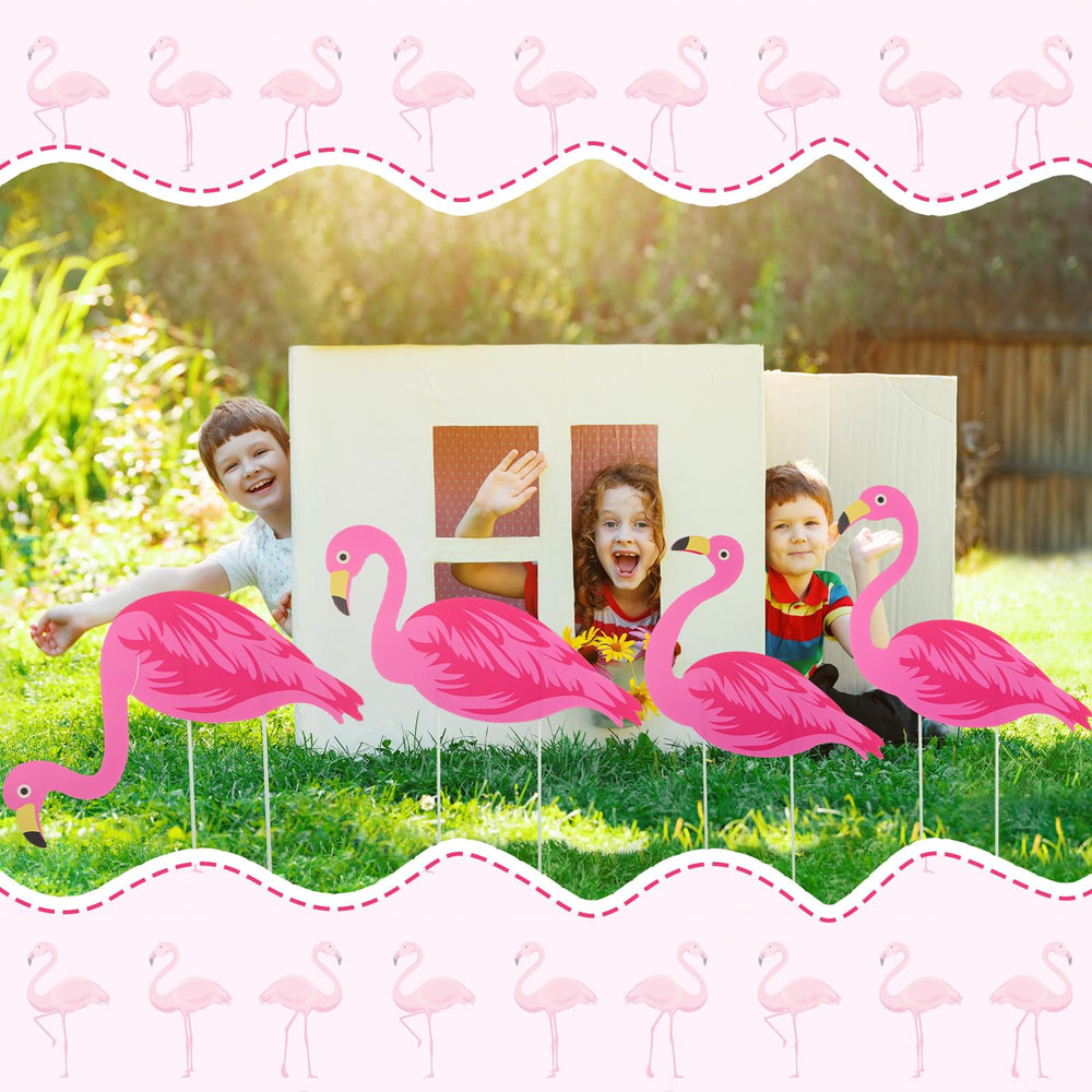 Yuntau flamingo sign held next to hand showing compact size and lightweight portability