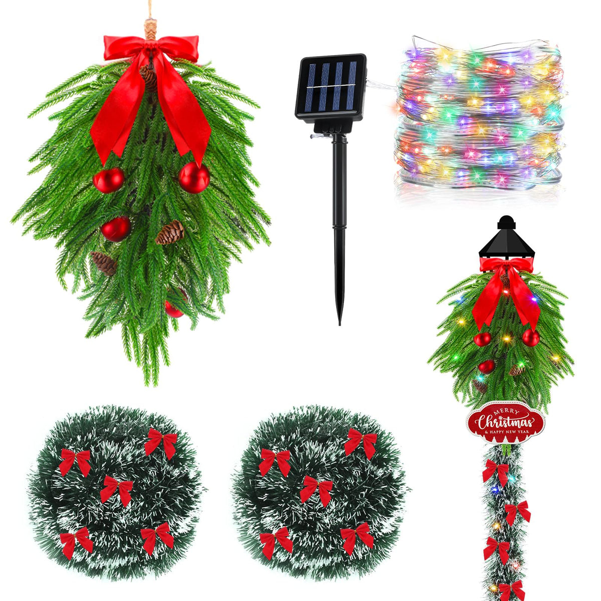 Yuntau front view lamp post decor showing welcoming yard glow