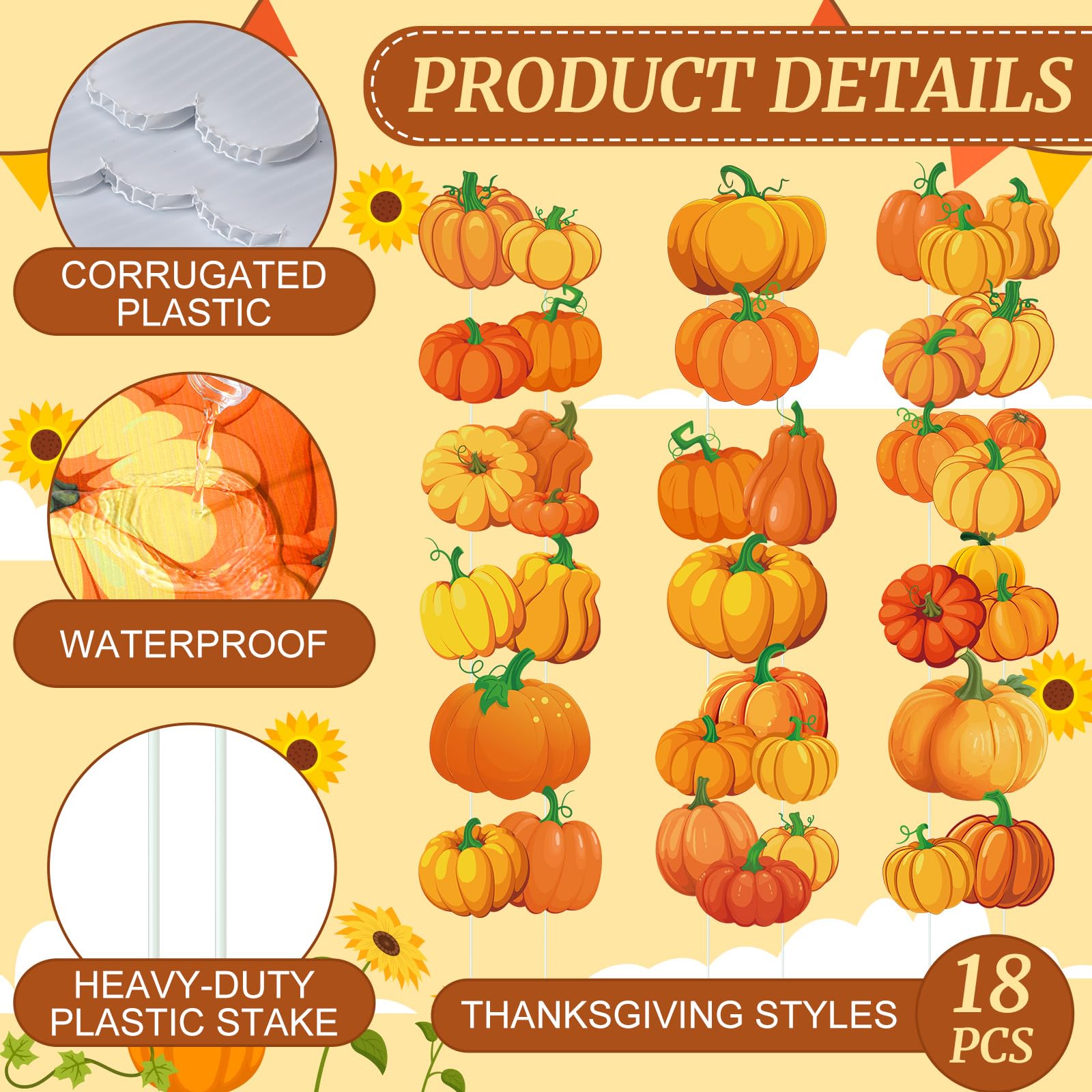 Yuntau close-up of pumpkin print detail and durable corrugated plastic