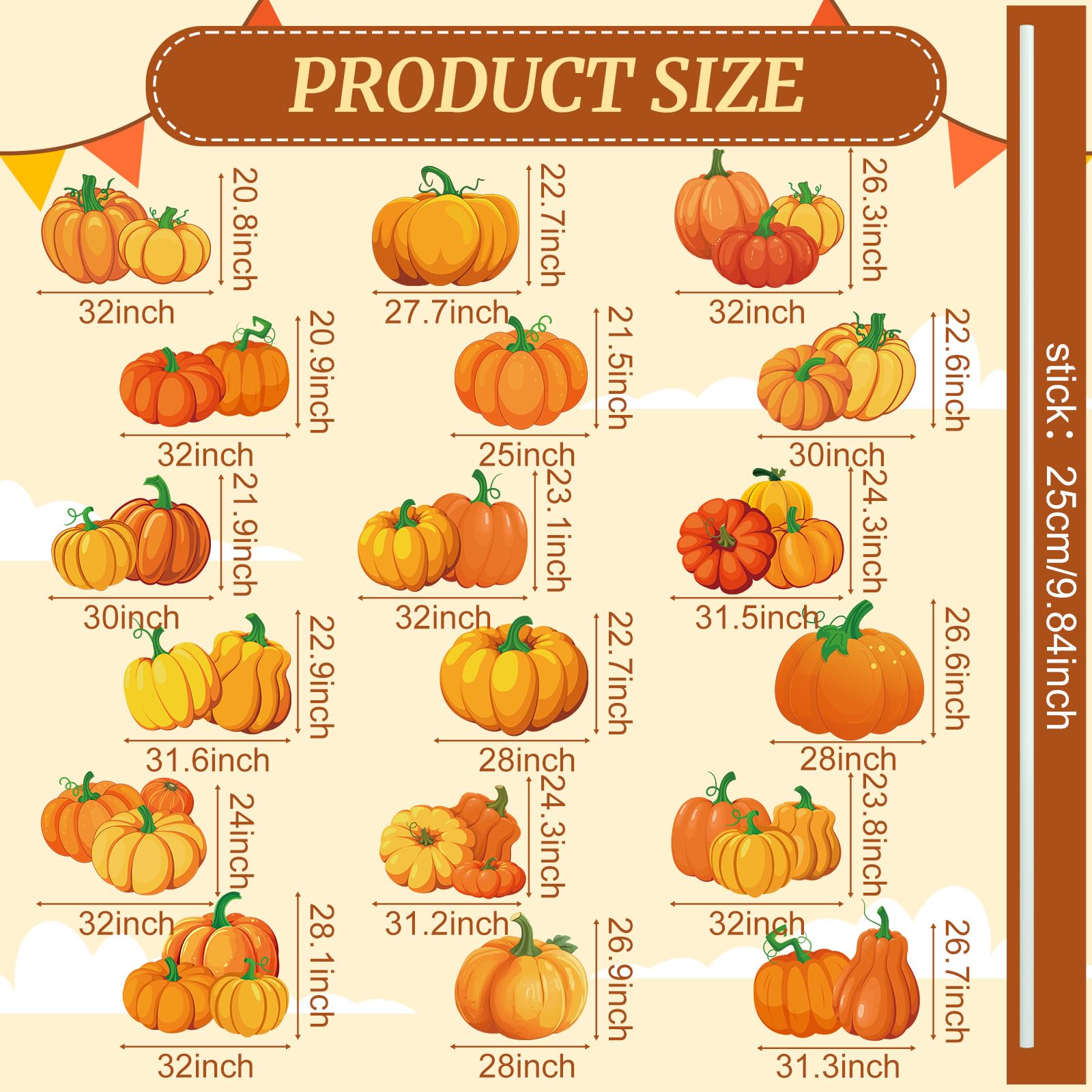 Yuntau pumpkin sign mounted on stake installed in lawn for instant decor