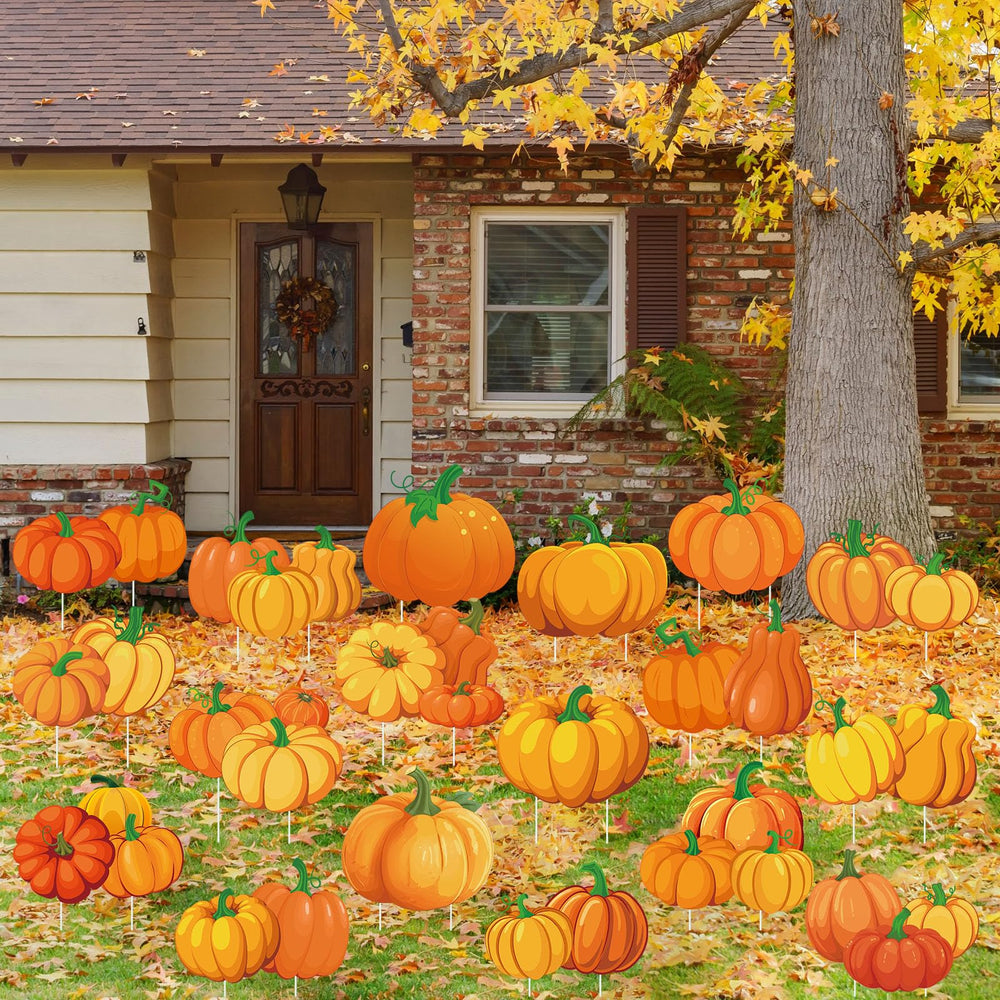 Yuntau flat-packed pumpkin signs and stakes easy compact storage