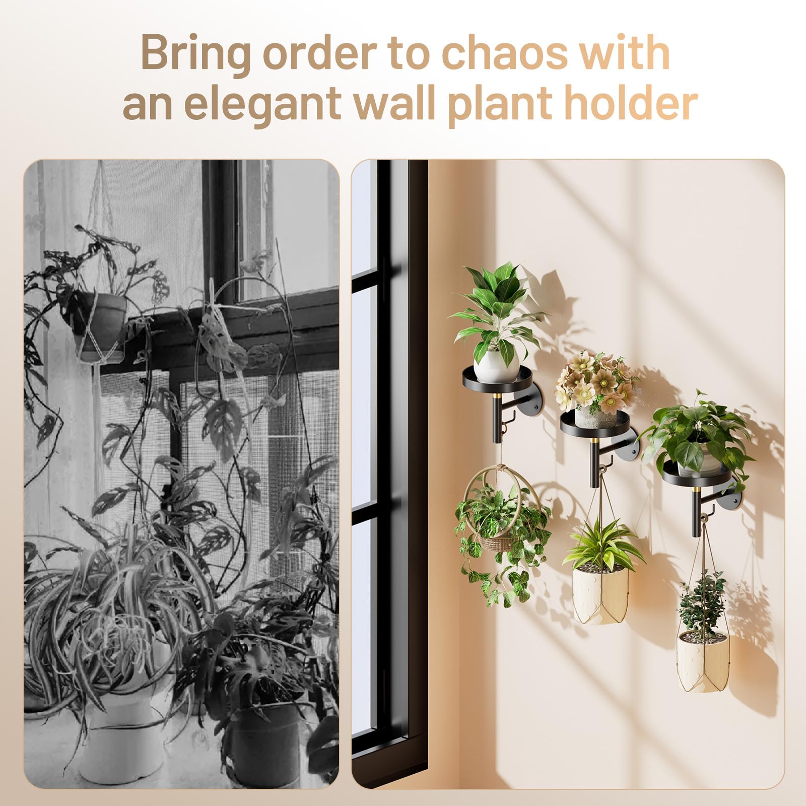 YUOROS installed in living room styling adds vertical greenery and decor interest