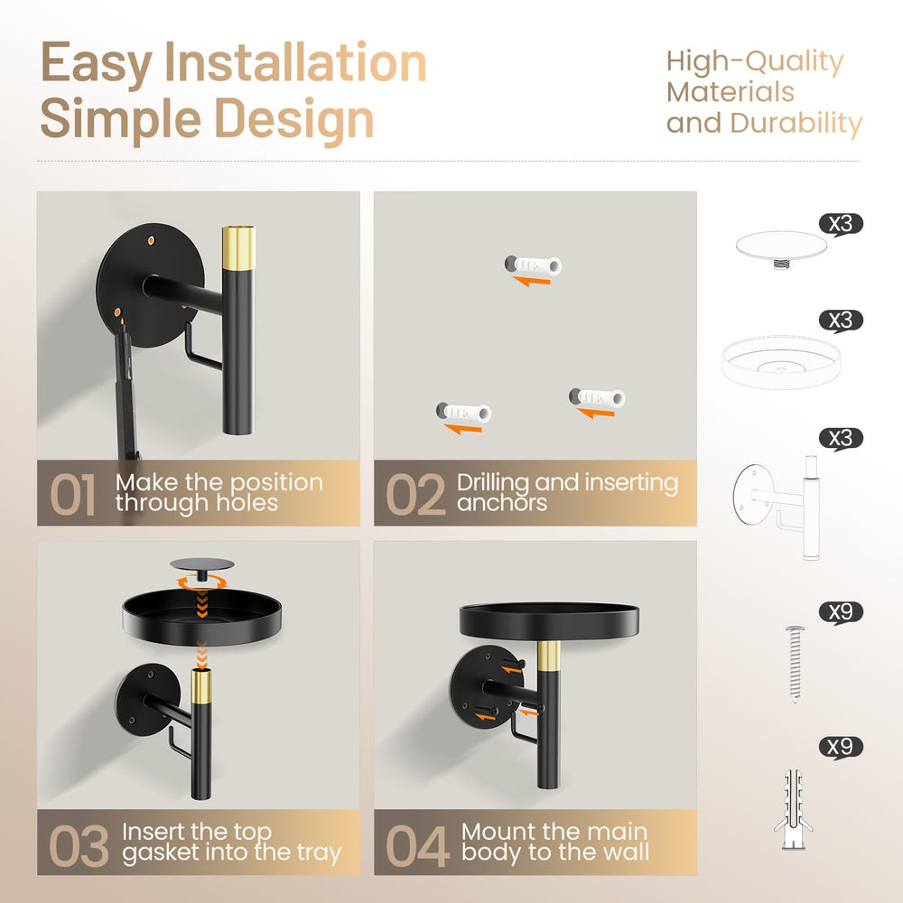 YUOROS packaging and mounting hardware displays included screws and anchors