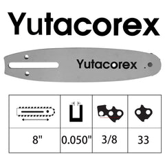 Yutacorex chain detail highlighting rivets and cutter teeth for reliable cutting performance