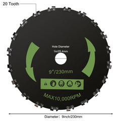 Yutacorex close-up of 20 teeth profile showing durable carbon-steel cutting edge