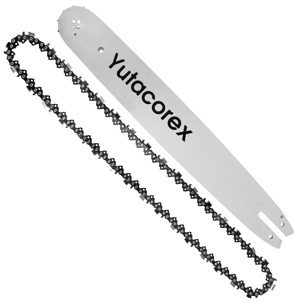 Yutacorex front view of 18 inch bar and chain kit showing complete replacement set benefits