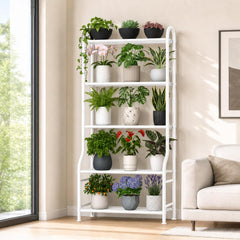 Yutrchey front view plant stand displaying multiple pots and saving floor space