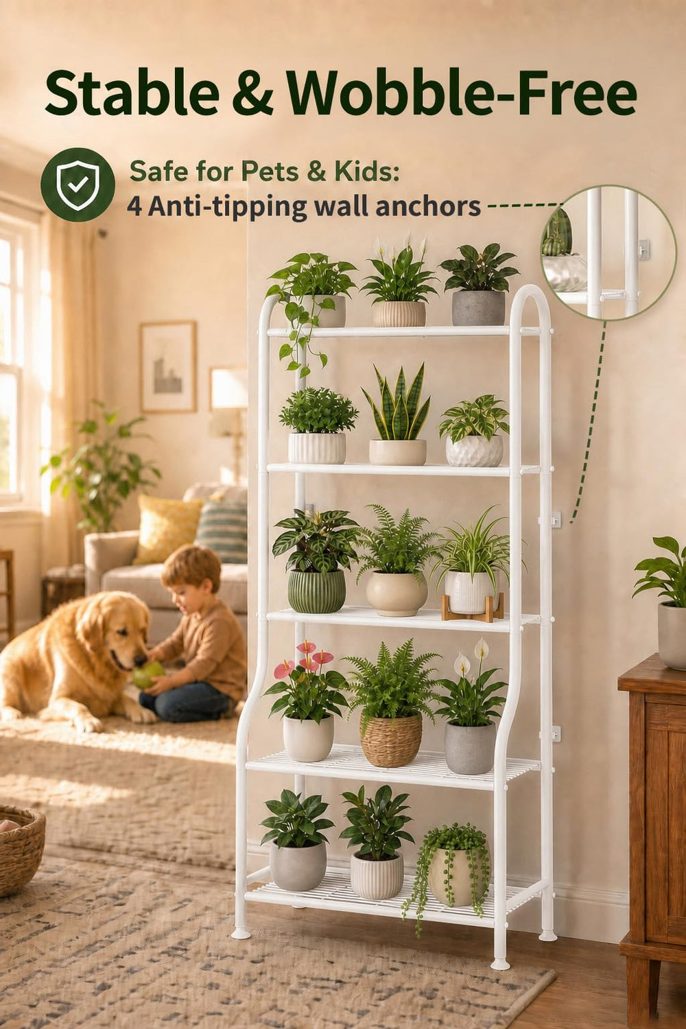 Yutrchey wall fixing kit included to anchor the rack and prevent tipping