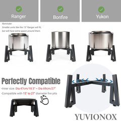 YUVIONOX adjustable feet detail ensuring level setup on rough ground