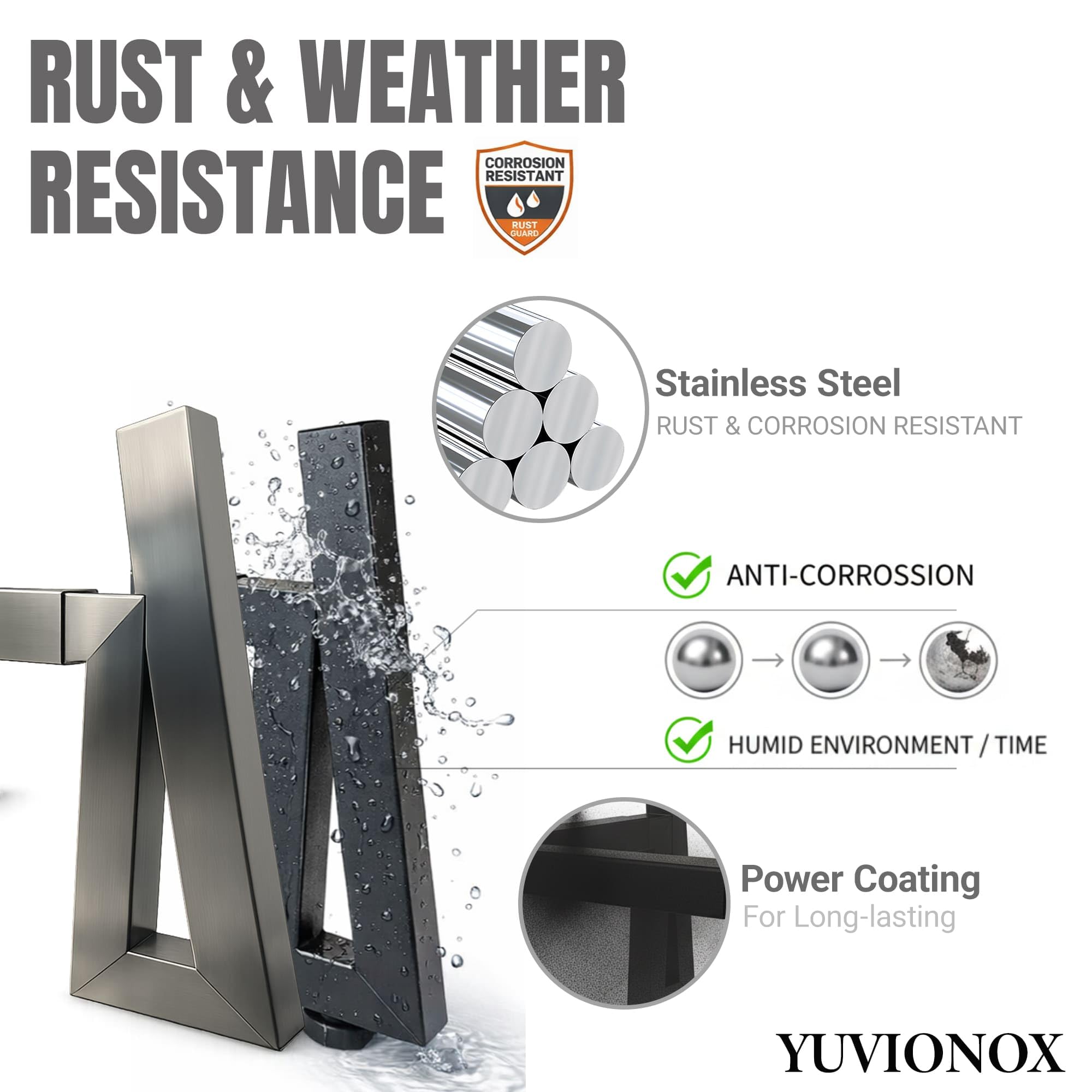 YUVIONOX raised base protecting deck from heat and surface damage