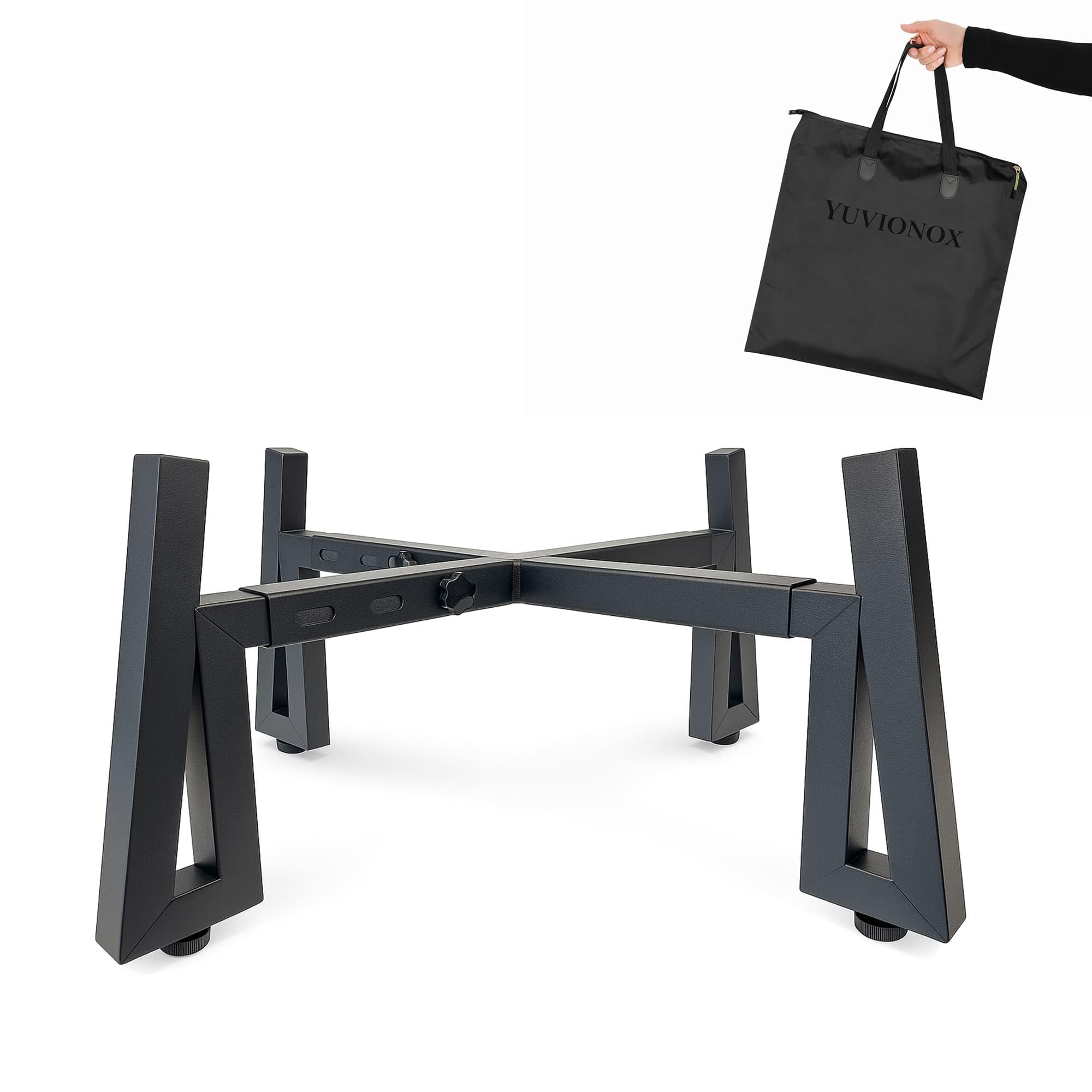 YUVIONOX front view of stand supporting fire pit for stable burning