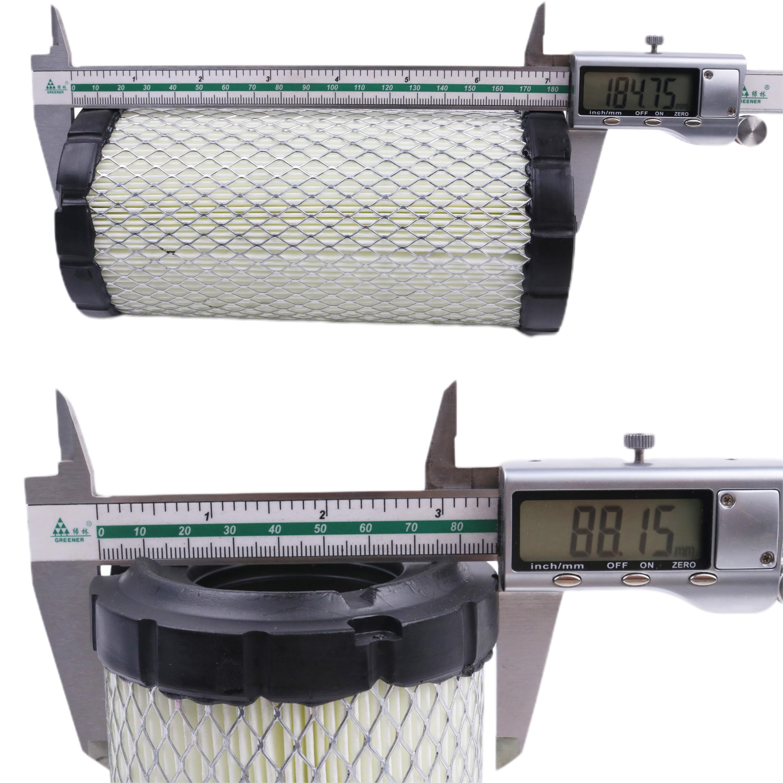 YUXSOUQ filters next to ruler showing scale for correct sizing and fit confirmation