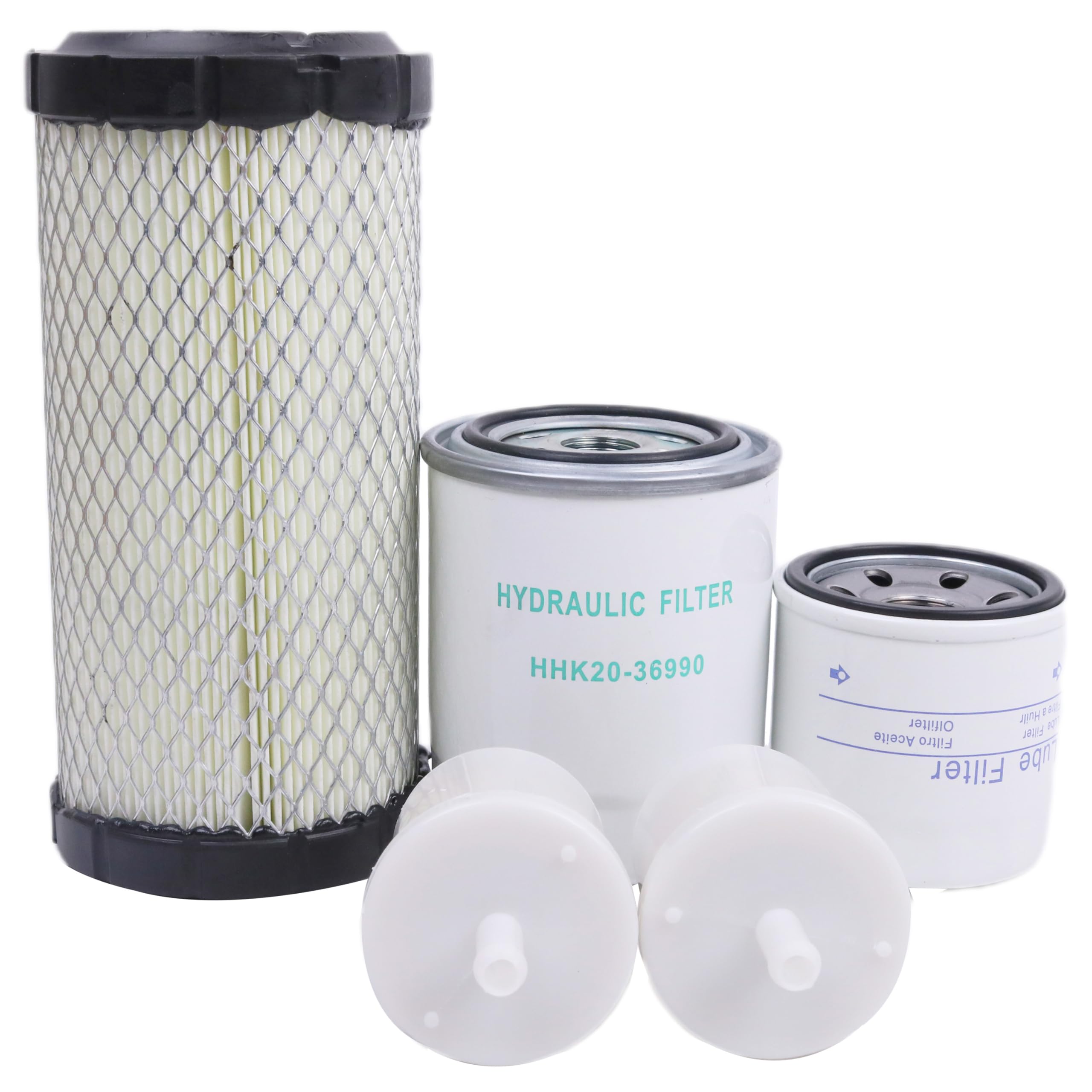 YUXSOUQ front packaging showing full 5-piece filter kit and organized contents benefit
