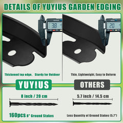 YUYIUS close-up of thickened 0.15" top edge highlighting rigidity and clean lawn separation