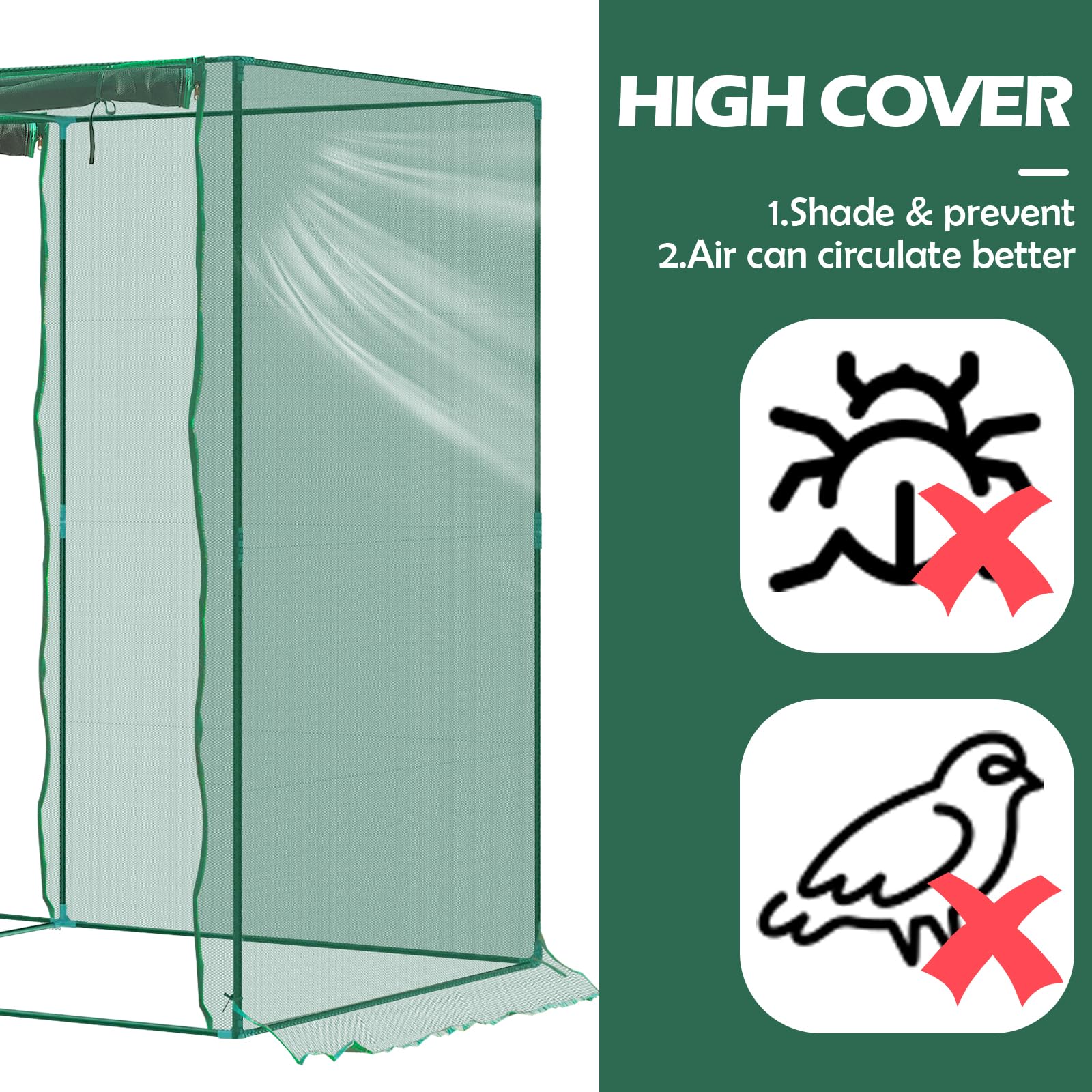 YVTCRTCW ground stake anchoring the cage for wind-resistant stability