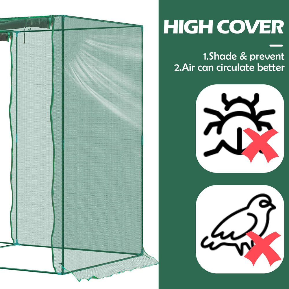 YVTCRTCW ground stake anchoring the cage for wind-resistant stability