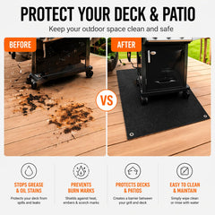 YVVZHOU PANN mat under a grill demonstrating full coverage protection