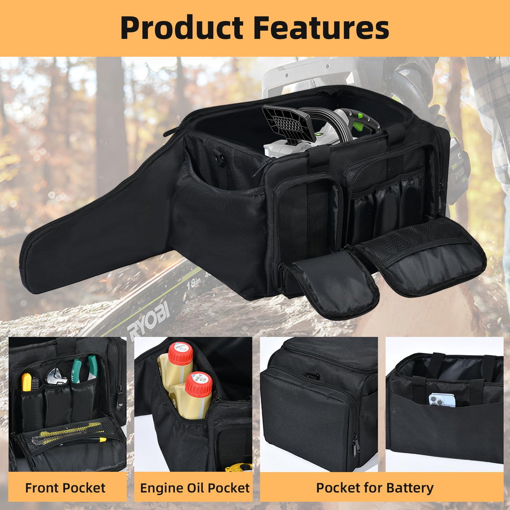 YXIRENE padded shoulder strap and handle detail for comfortable carrying on job sites