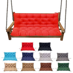 YXMKJOS front view of packaged porch swing cushion showing fit and color