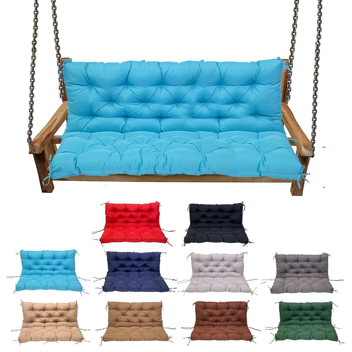 YXMKJOS front view of cushion on swing showing clean fit and comfort