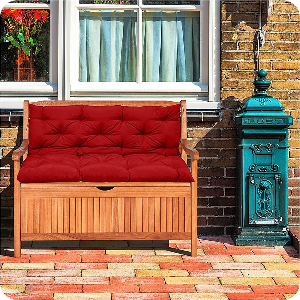 YXMKJOS three-seater cushion installed on porch swing for comfortable seating