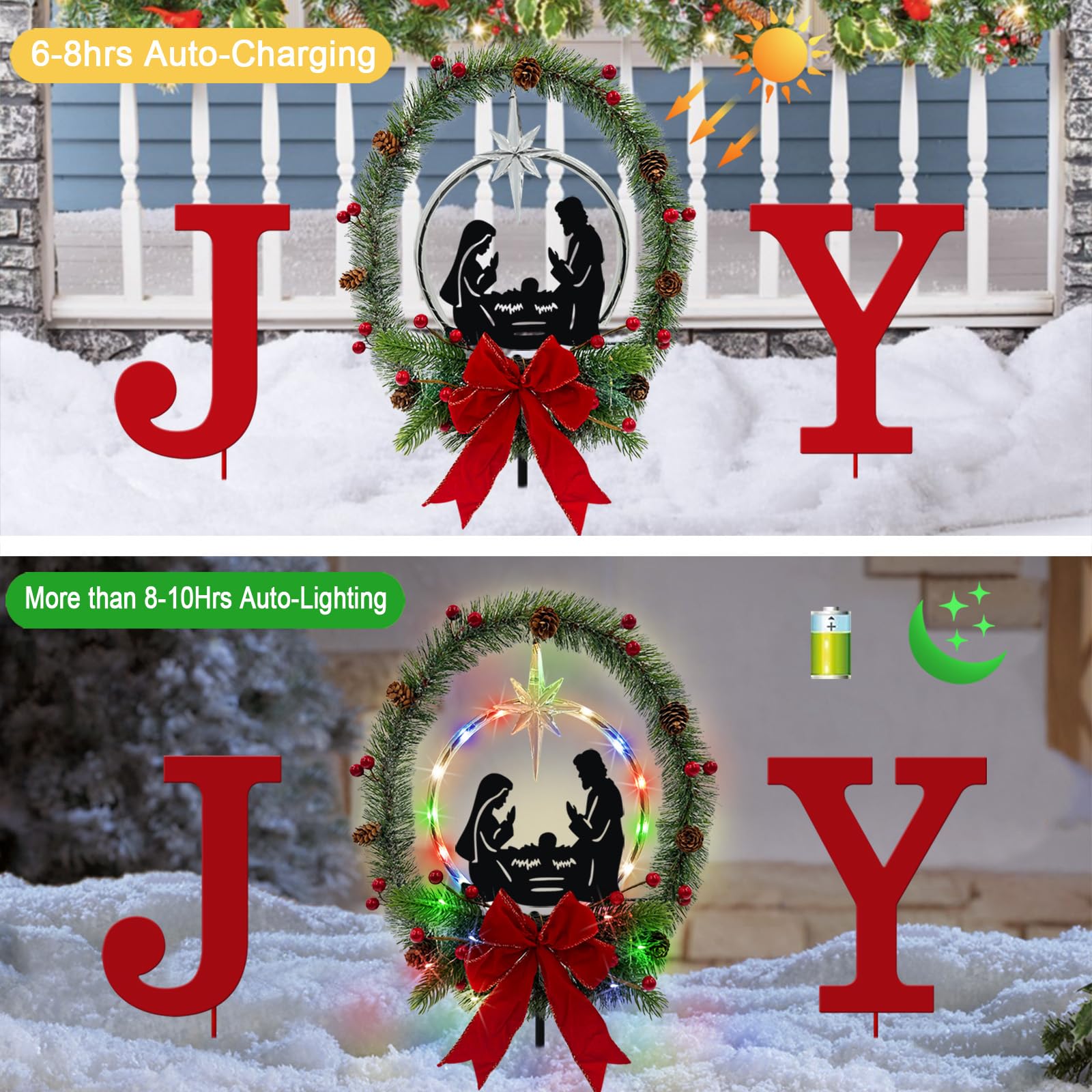 YY Gardenia close-up of metal JOY sign detail highlighting craftsmanship and weather-resistant coating